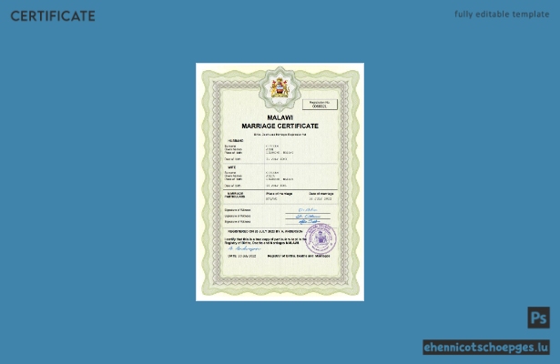 Malawische Heiratsurkunde – Beispielvorschau in Word und PDF